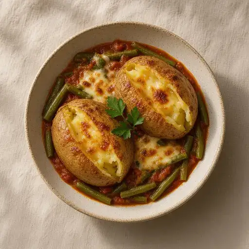 Fasulye dolgulu fırın patates