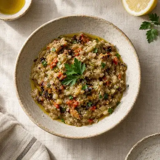 Közlenmiş patlıcan salatası
