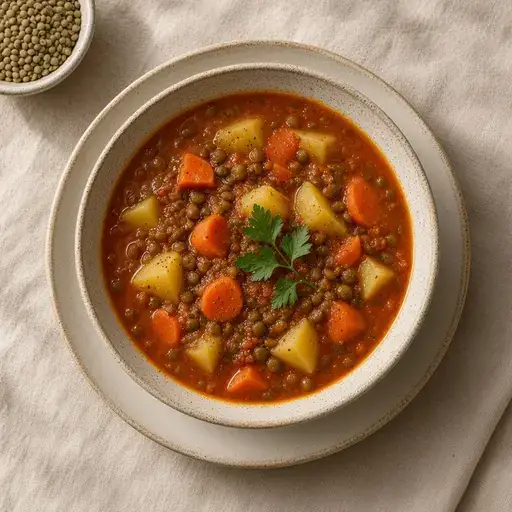 Yeşil mercimekli patates yahnisi
