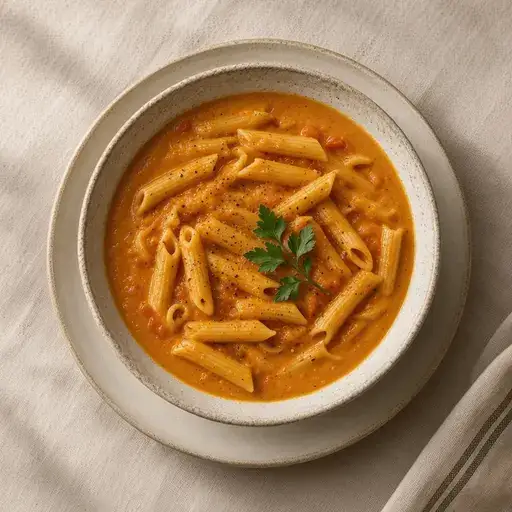Gizli sebzeli domates soslu makarna
