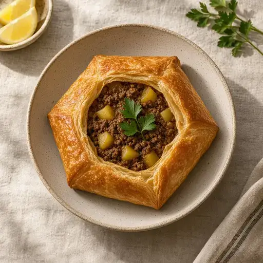 Kıymalı patatesli milföy bohçası
