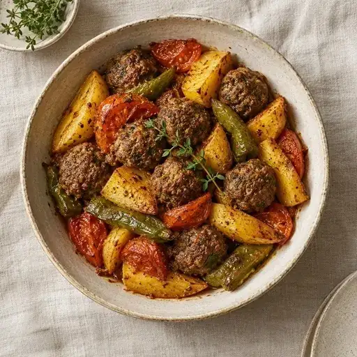 Fırında köfte patates