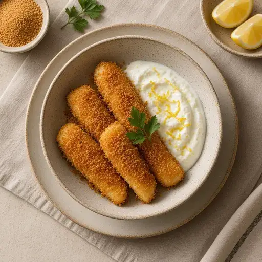 Fırında çıtır balık parmakları