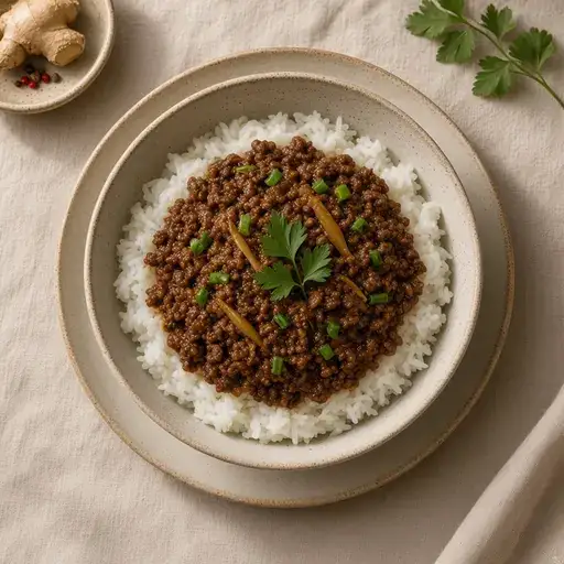Zencefilli kıymalı pilav kasesi