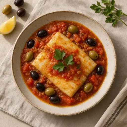Domatesli zeytinli balık tava
