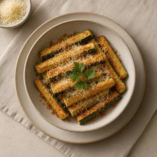 Parmesanlı fırın kabak çubukları