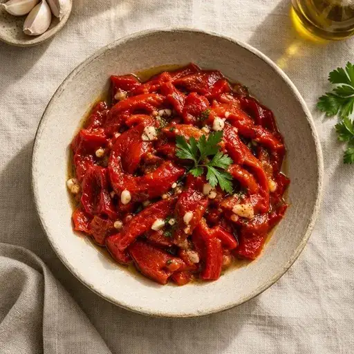 Közlenmiş biber salatası