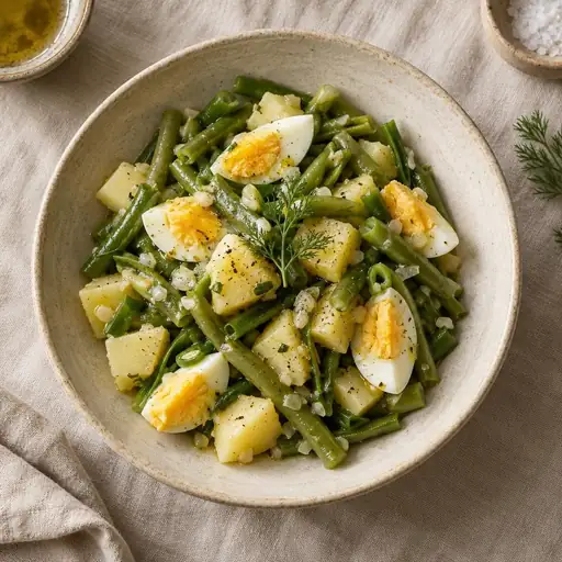 Yumurtalı taze fasulye salatası