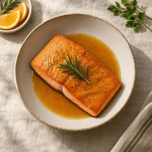 Portakal soslu fırın somon