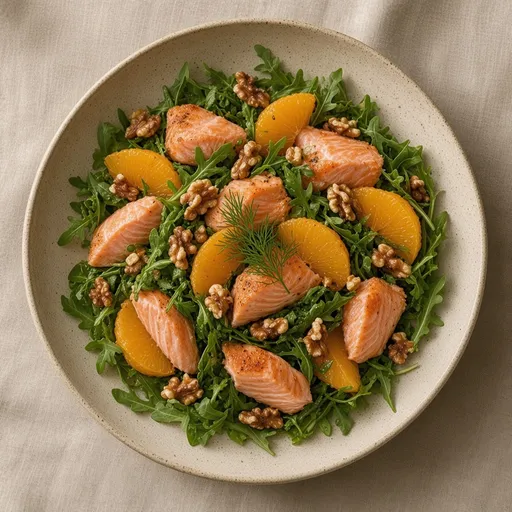 Fırın somonlu roka salatası