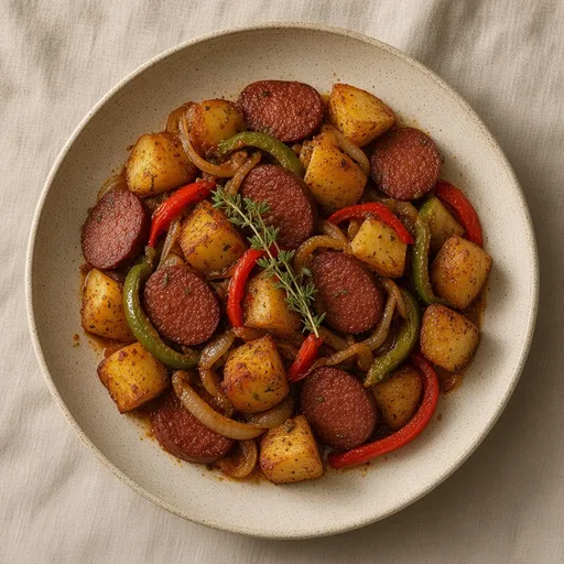 Fırında sucuklu patates