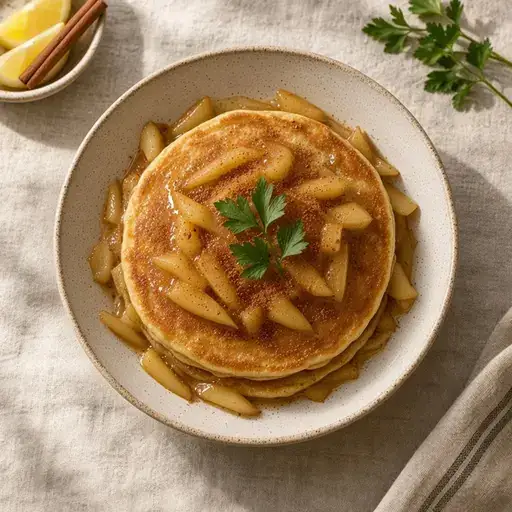 Elmalı tarçınlı vegan pankek