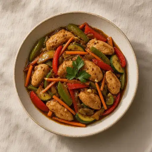 Tavuklu sebze wok